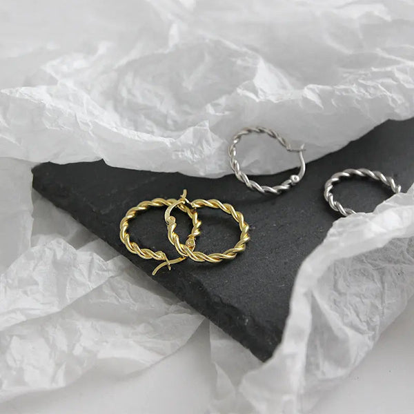 Lovcia Handmade Twist Earrings - S925 Sterling Silver Earrings-Earrings-18K Gold-925 Silver-18K Gold