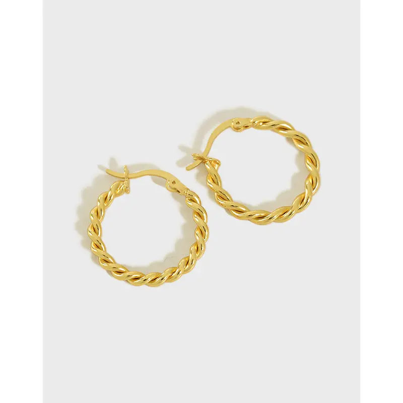 Lovcia Handmade Twist Earrings - S925 Sterling Silver Earrings-Earrings-18K Gold-925 Silver-18K Gold