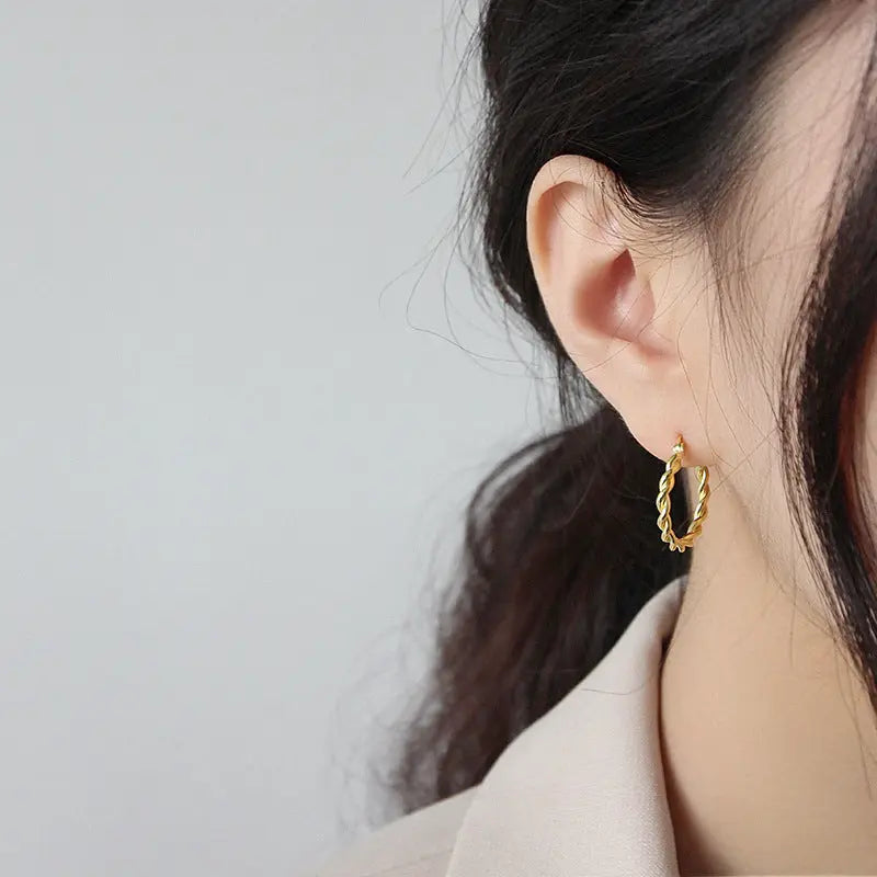 Lovcia Handmade Twist Earrings - S925 Sterling Silver Earrings-Earrings-18K Gold-925 Silver-18K Gold