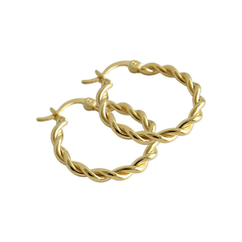 Lovcia Handmade Twist Earrings - S925 Sterling Silver Earrings-Earrings-18K Gold-925 Silver-18K Gold