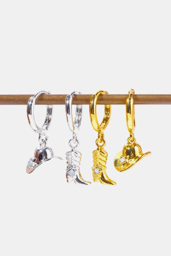 Lovcia Hat & Boot Shape Asymmetrical Copper 14K Gold Plated Earrings-Earrings-Gold-One Size-Gold