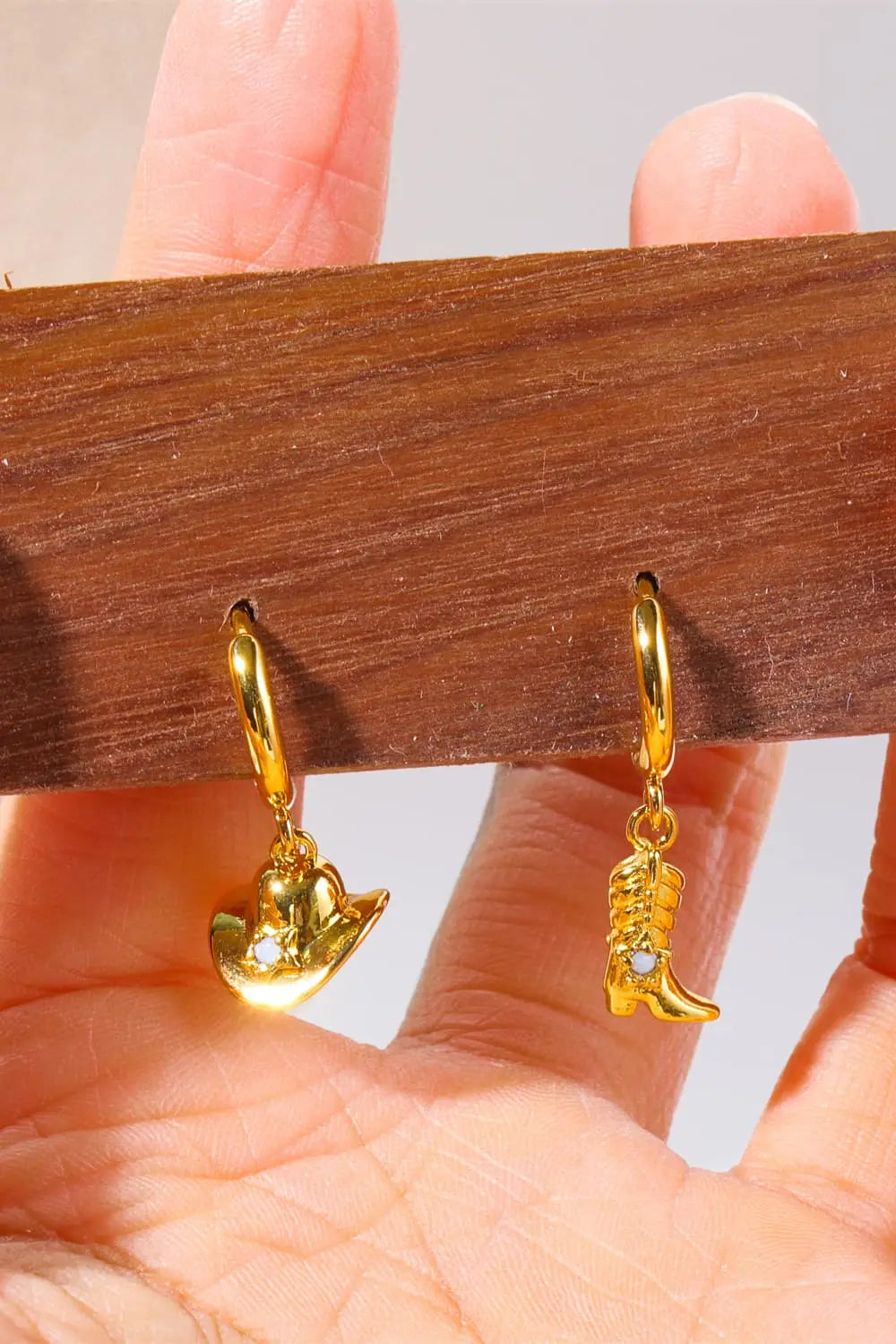 Lovcia Hat & Boot Shape Asymmetrical Copper 14K Gold Plated Earrings-Earrings-Gold-One Size-Gold