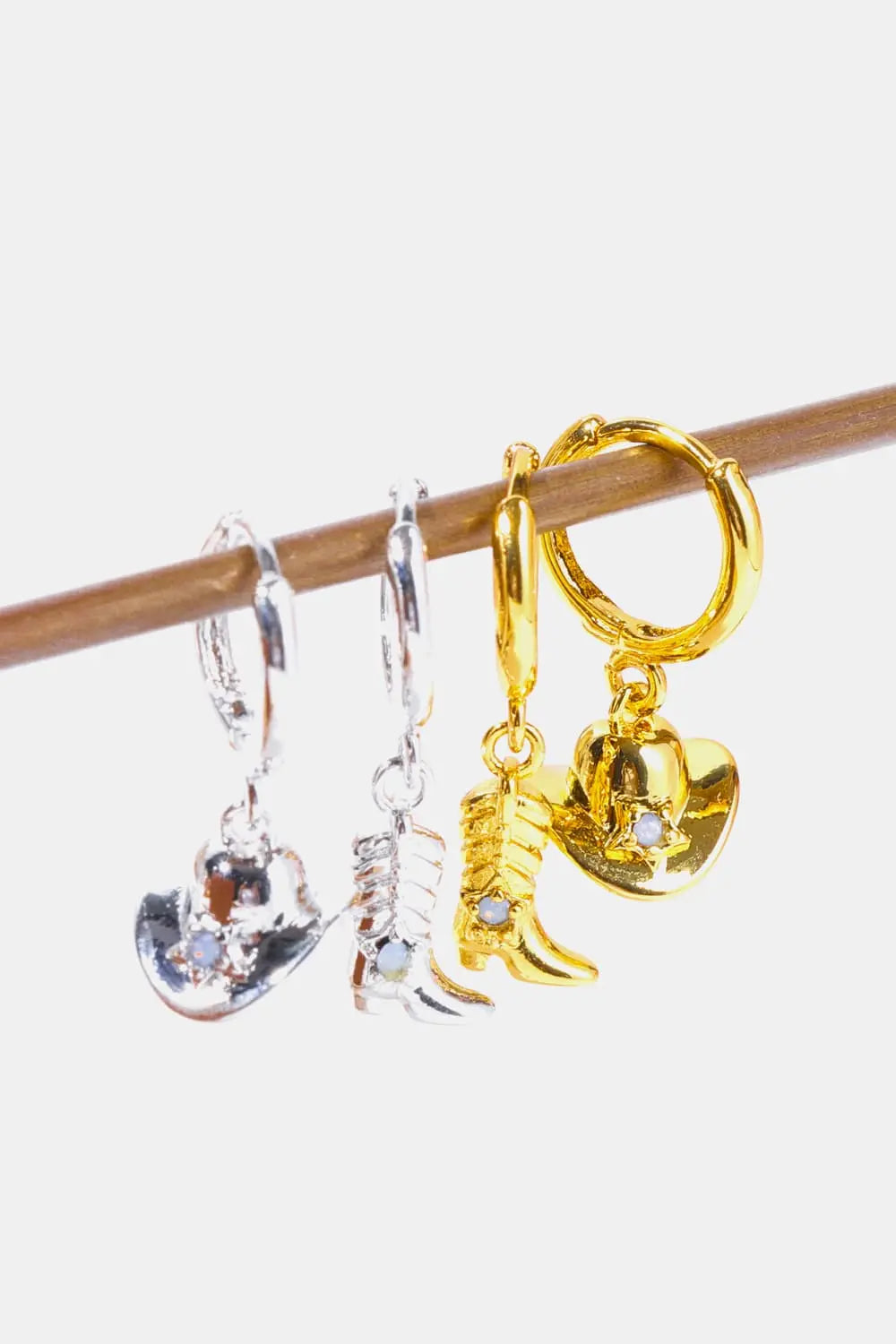 Lovcia Hat & Boot Shape Asymmetrical Copper 14K Gold Plated Earrings-Earrings-Gold-One Size-Gold