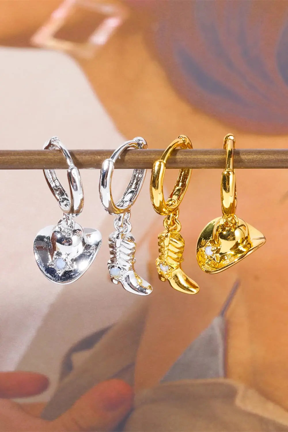 Lovcia Hat & Boot Shape Asymmetrical Copper 14K Gold Plated Earrings-Earrings-Gold-One Size-Gold