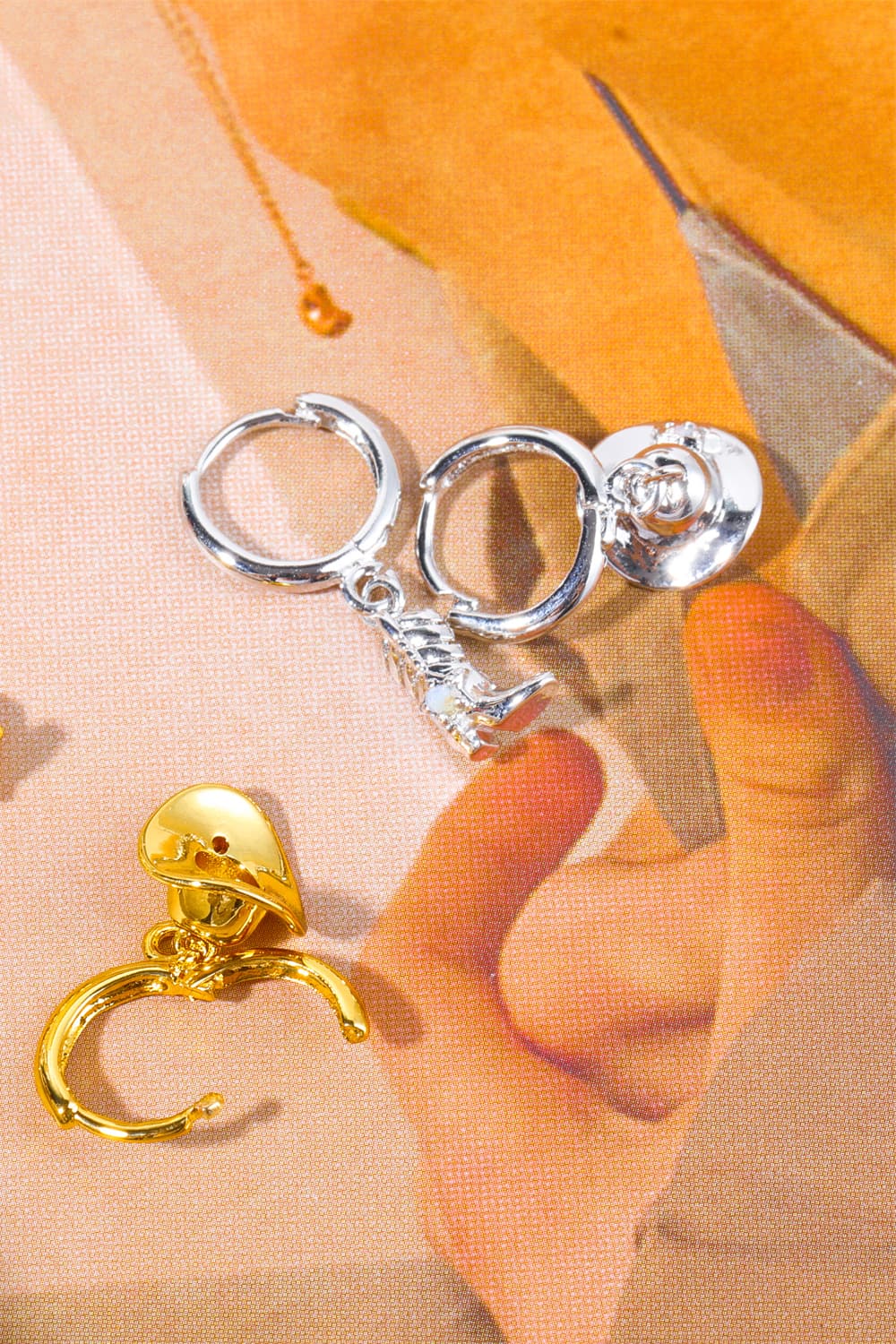 Lovcia Hat & Boot Shape Asymmetrical Copper 14K Gold Plated Earrings-Earrings-Gold-One Size-Gold