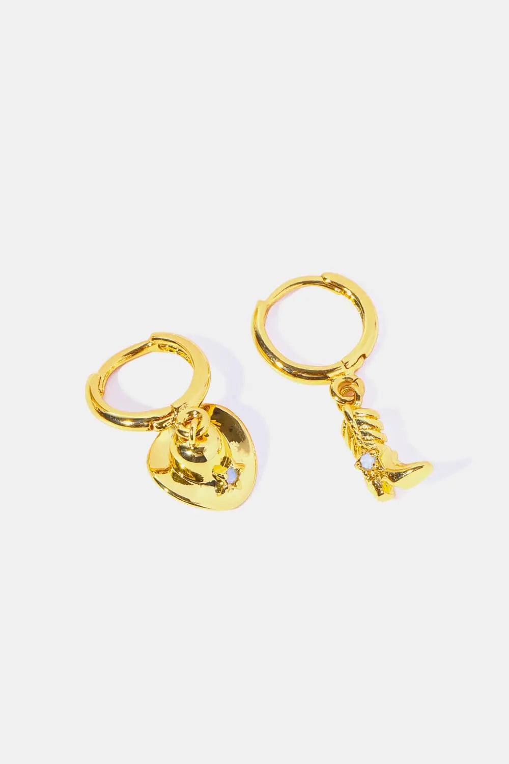 Lovcia Hat & Boot Shape Asymmetrical Copper 14K Gold Plated Earrings-Earrings-Gold-One Size-Gold