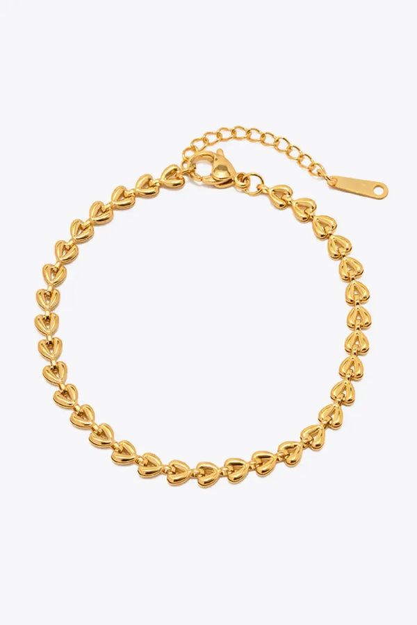 Lovcia Heart Chain Lobster Clasp Bracelet-Bracelets-Gold-One Size-Gold