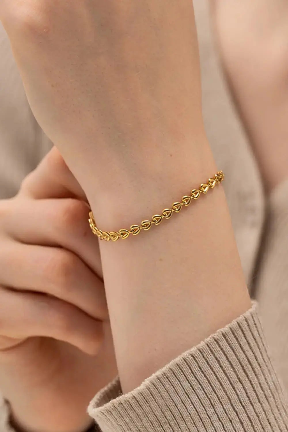 Lovcia Heart Chain Lobster Clasp Bracelet-Bracelets-Gold-One Size-Gold