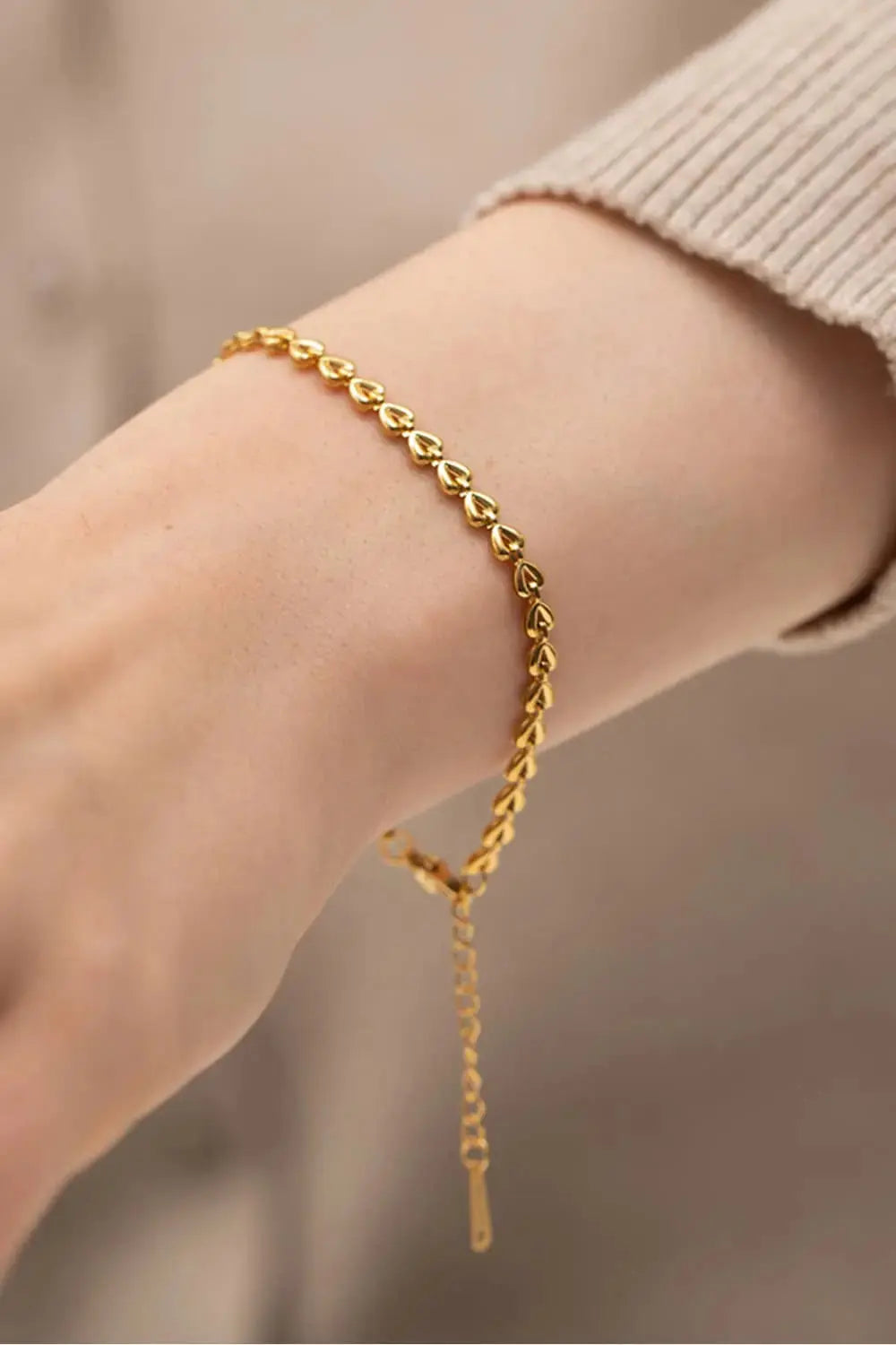 Lovcia Heart Chain Lobster Clasp Bracelet-Bracelets-Gold-One Size-Gold