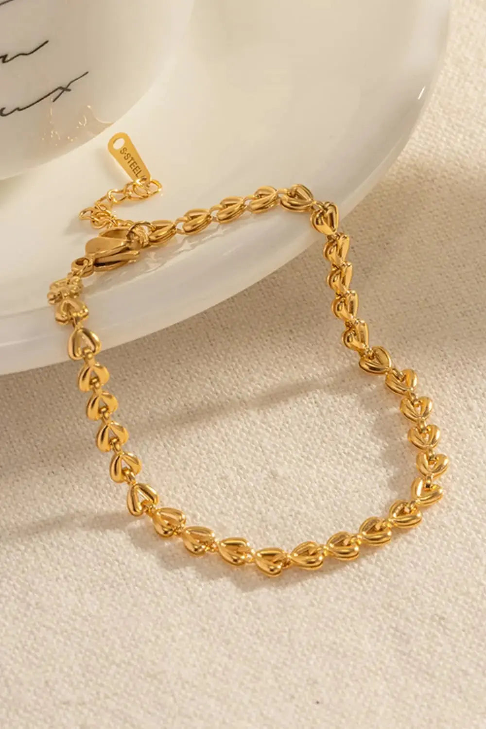 Lovcia Heart Chain Lobster Clasp Bracelet-Bracelets-Gold-One Size-Gold