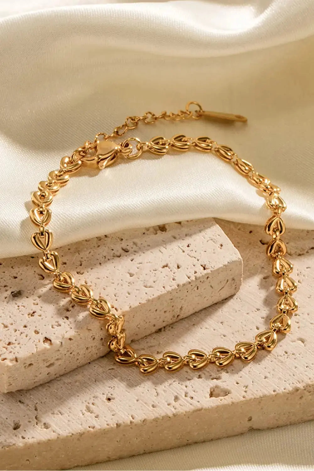 Lovcia Heart Chain Lobster Clasp Bracelet-Bracelets-Gold-One Size-Gold