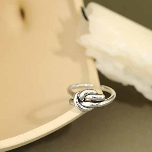 Lovcia Heart Knot Adjustable Ring in 925 Sterling Silver-Rings-