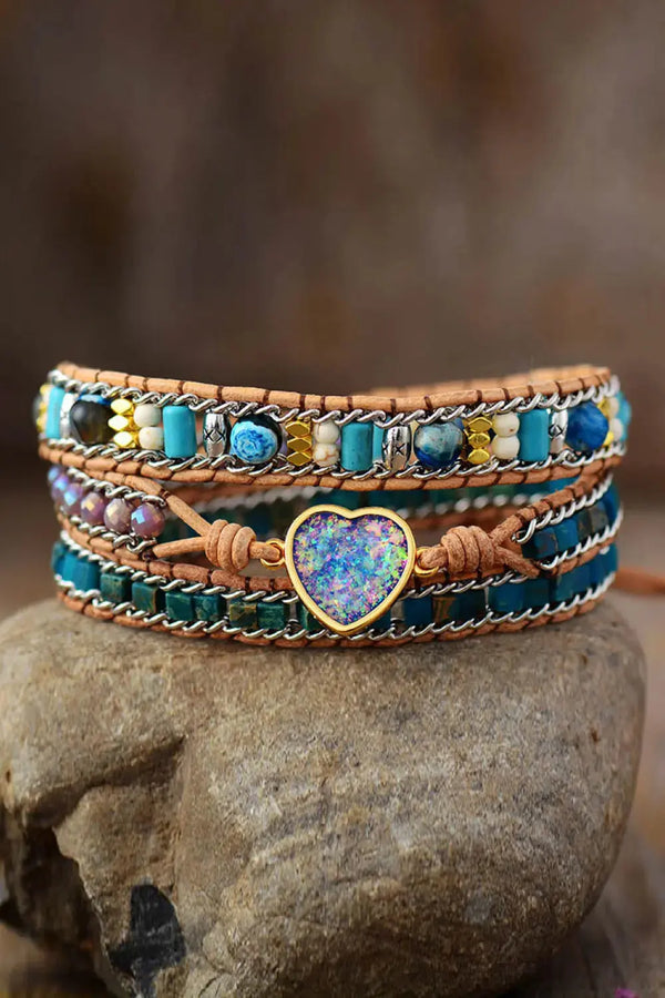 Lovcia Heart Layered Bracelet-Bracelets-Turquoise-One Size-Turquoise