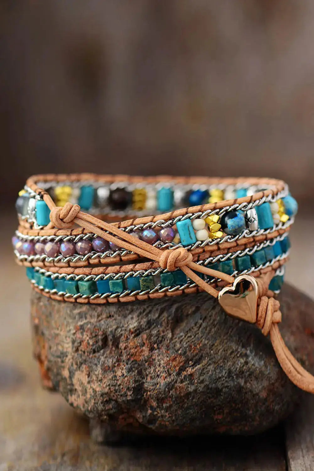 Lovcia Heart Layered Bracelet-Bracelets-Turquoise-One Size-Turquoise