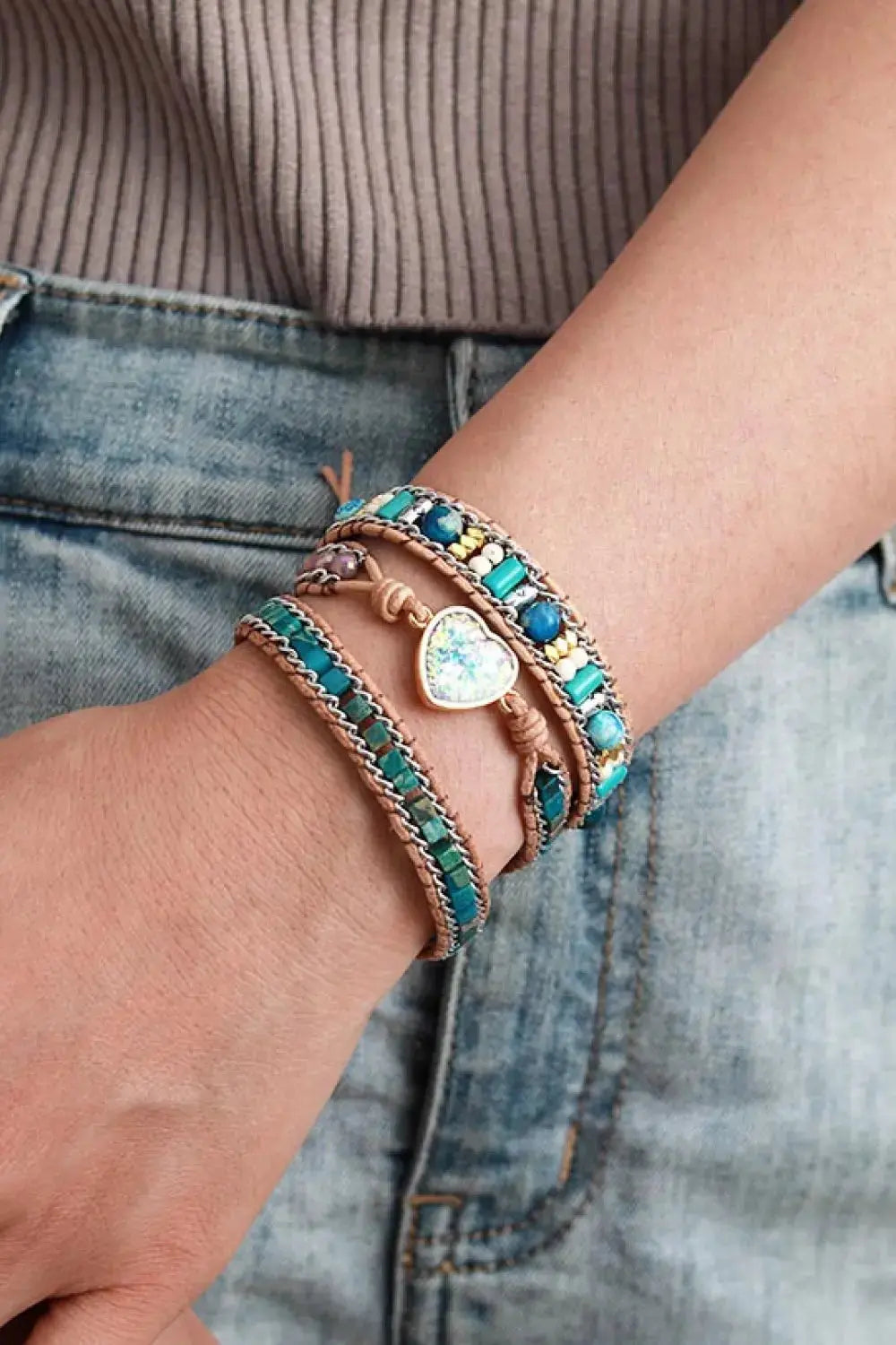 Lovcia Heart Layered Bracelet-Bracelets-Turquoise-One Size-Turquoise