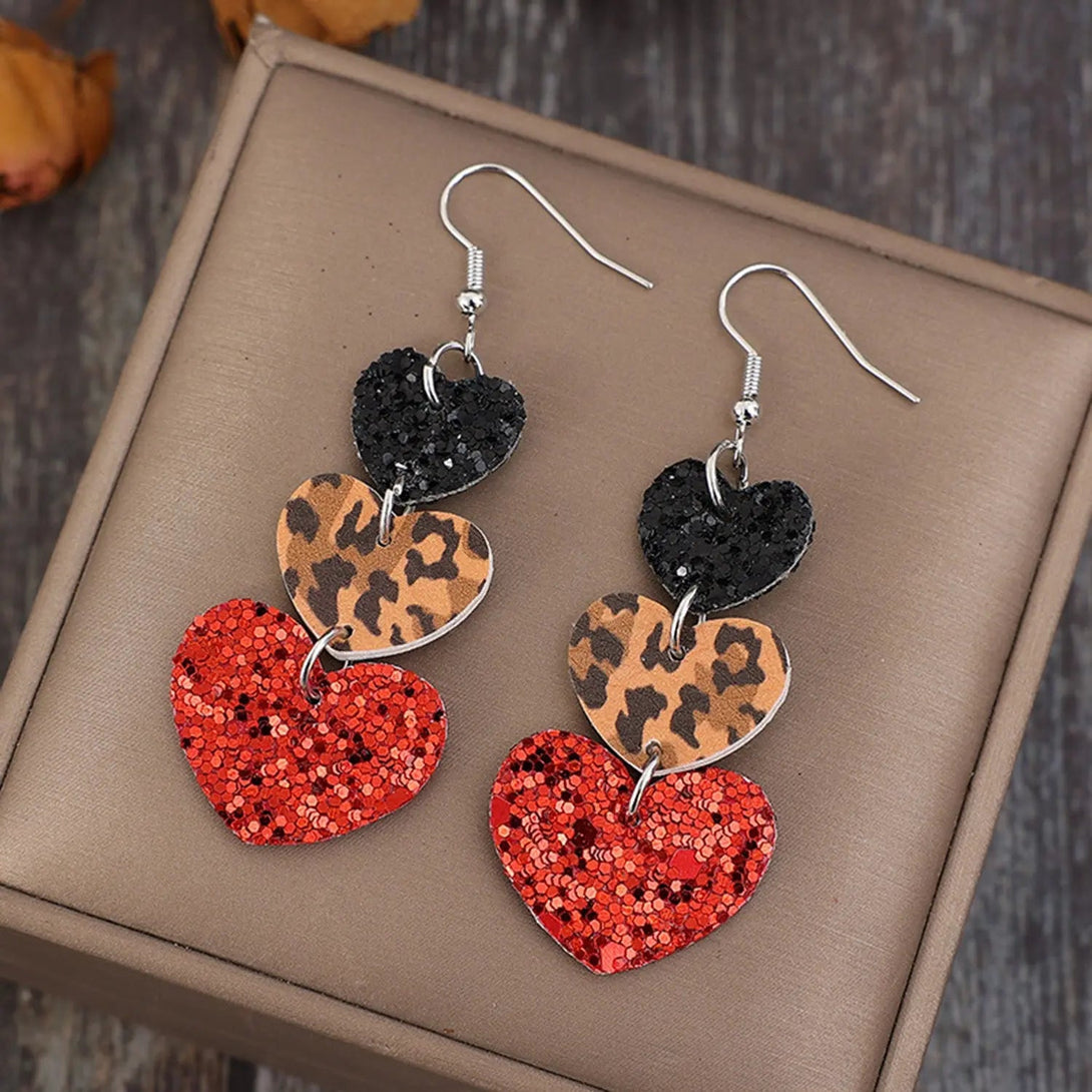 Lovcia Heart Leather Drop Earrings-Earrings-Scarlet-One Size-Scarlet