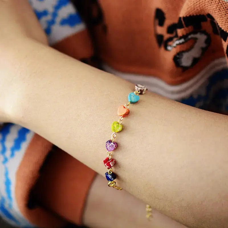 Lovcia Heart Natural Stone Bracelet-Bracelets-Multicolor-One Size-Multicolor