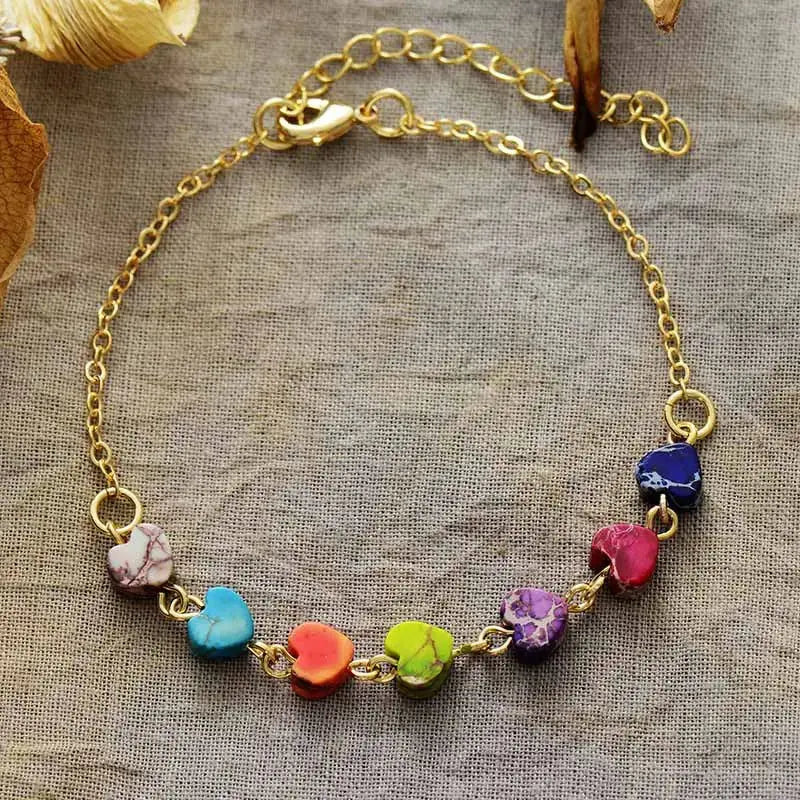 Lovcia Heart Natural Stone Bracelet-Bracelets-Multicolor-One Size-Multicolor