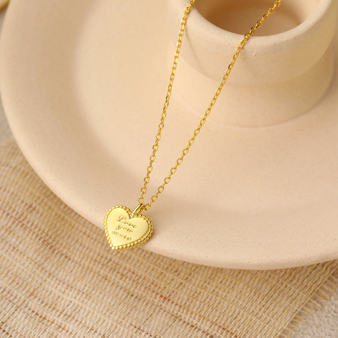 Lovcia Heart Necklace 40.5cm Chain 925 Silver Gold Plate-Necklaces-Yellow Gold-