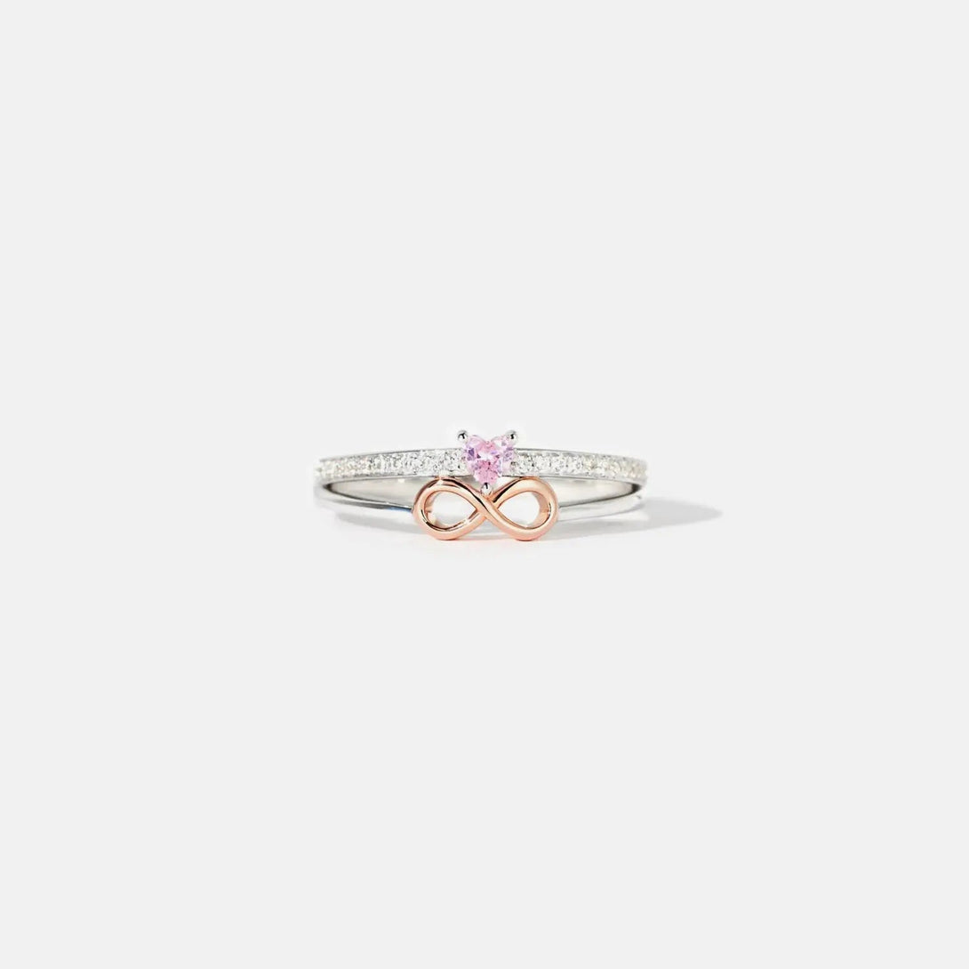 Lovcia Heart Number 8 Zircon Double-Layered Ring-Rings-Silver-6-Silver