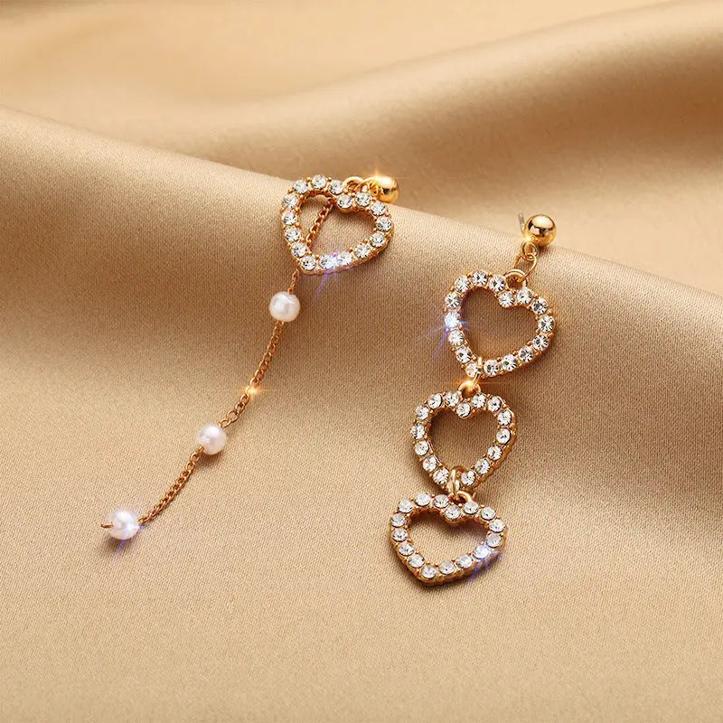 Lovcia Heart Pearl Gemstones Fashion Earrings for Women with Sterling Silver Needle-Earrings-1color-1color