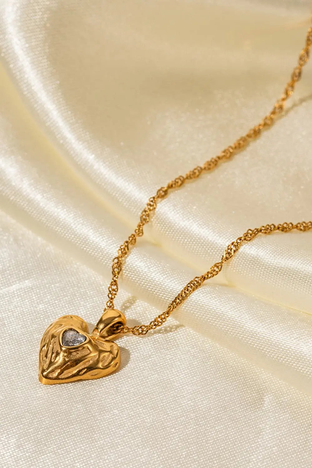 Lovcia Heart Pendant Stainless Steel Necklace-Necklaces-Red-One Size-Red