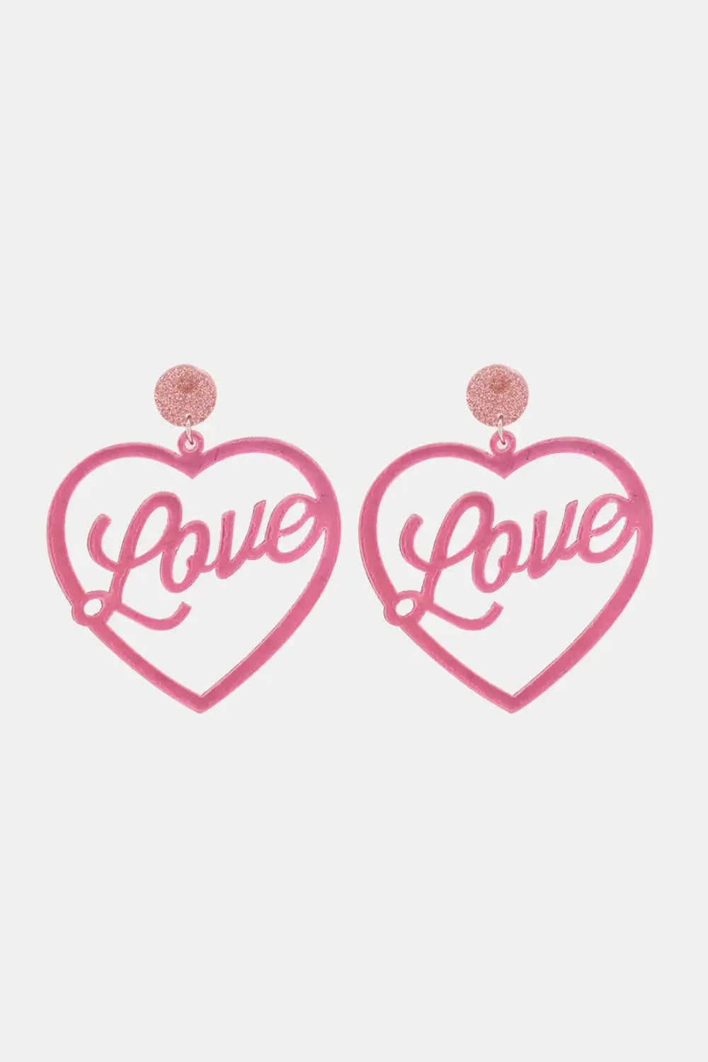 Lovcia Heart Shape Acrylic Dangle Earrings-Earrings-Fuchsia Pink-One Size-Fuchsia Pink