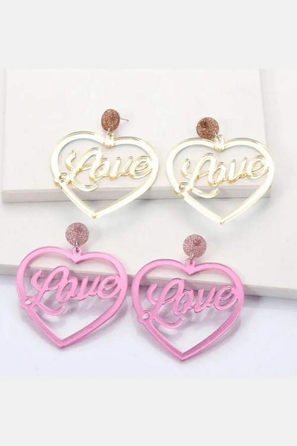 Lovcia Heart Shape Acrylic Dangle Earrings-Earrings-Gold-One Size-Gold