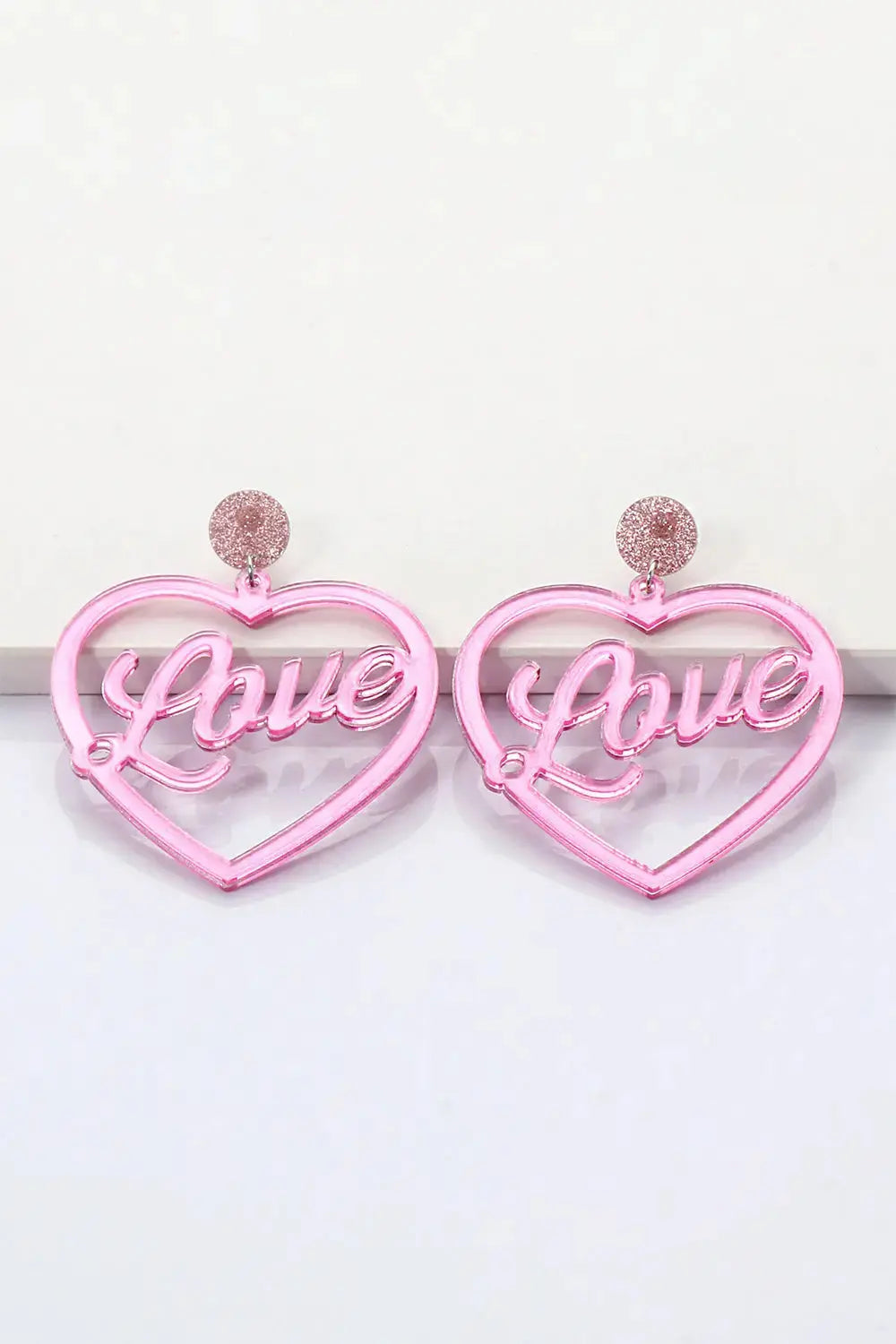 Lovcia Heart Shape Acrylic Dangle Earrings-Earrings-Gold-One Size-Gold