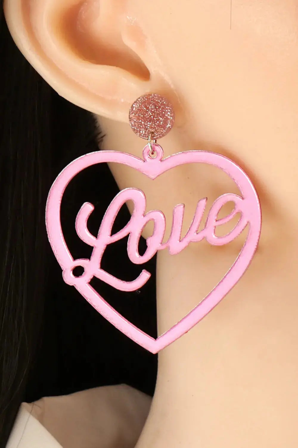 Lovcia Heart Shape Acrylic Dangle Earrings-Earrings-Gold-One Size-Gold