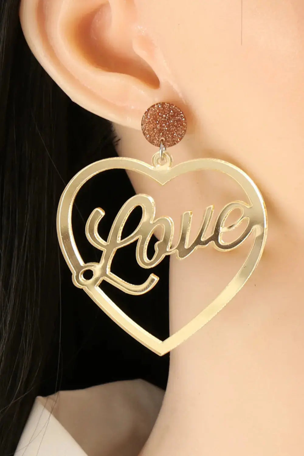 Lovcia Heart Shape Acrylic Dangle Earrings-Earrings-Gold-One Size-Gold