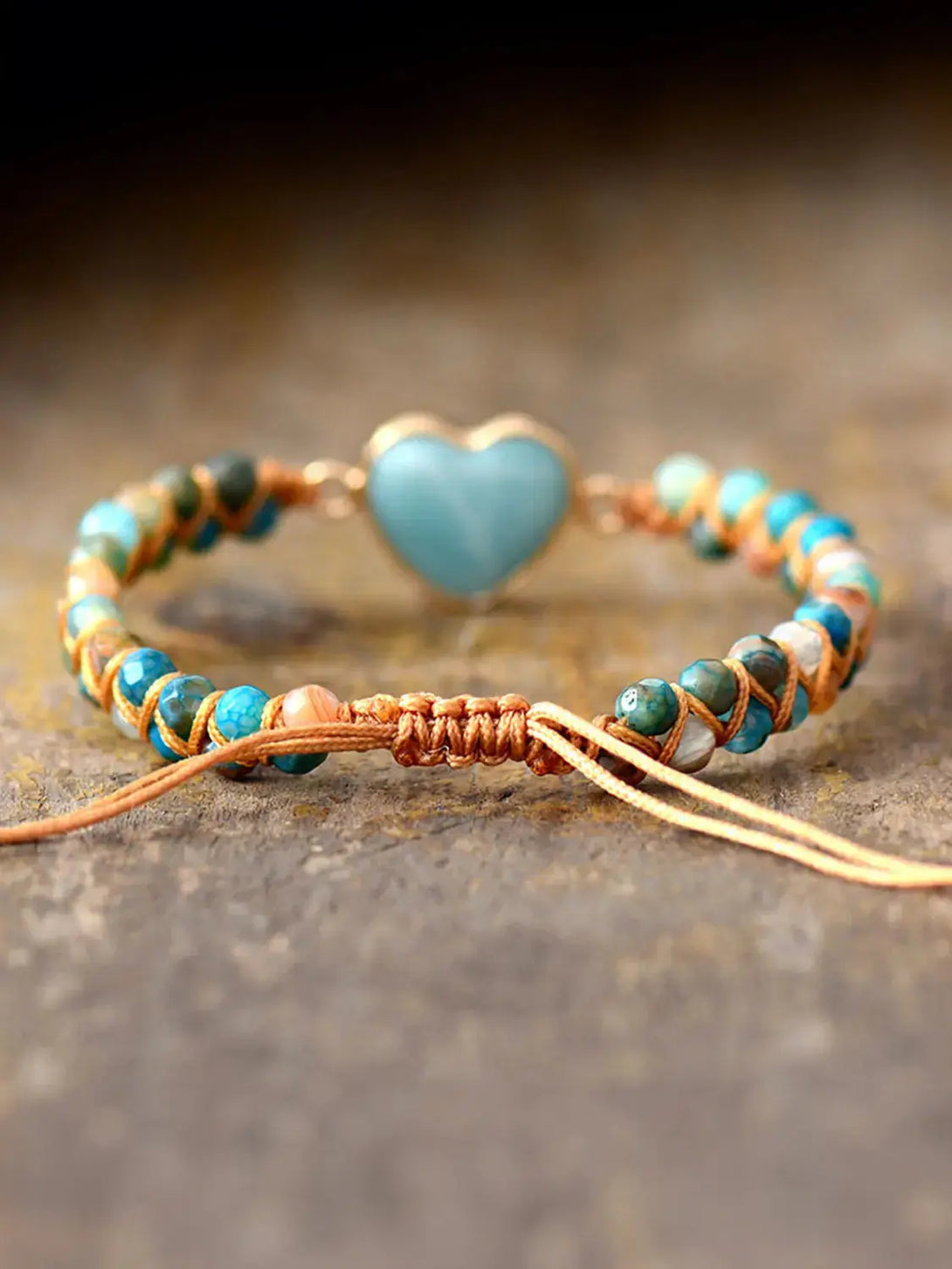 Lovcia Heart Shape Beaded Bracelet-Bracelets-Pastel Blue-One Size-Pastel Blue