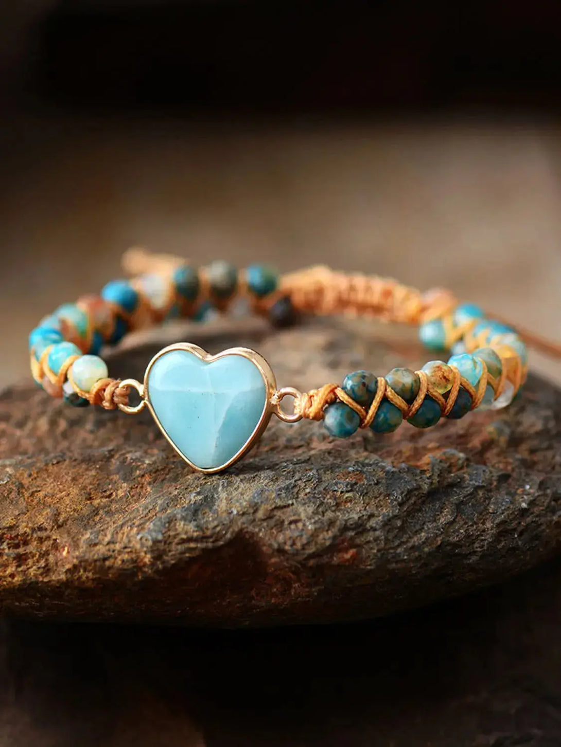 Lovcia Heart Shape Beaded Bracelet-Bracelets-Pastel Blue-One Size-Pastel Blue