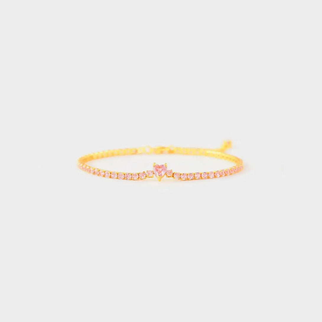 Lovcia Heart Shape Inlaid Zircon 18K Gold-Plated Bracelet-Bracelets-Gold-One Size-Gold