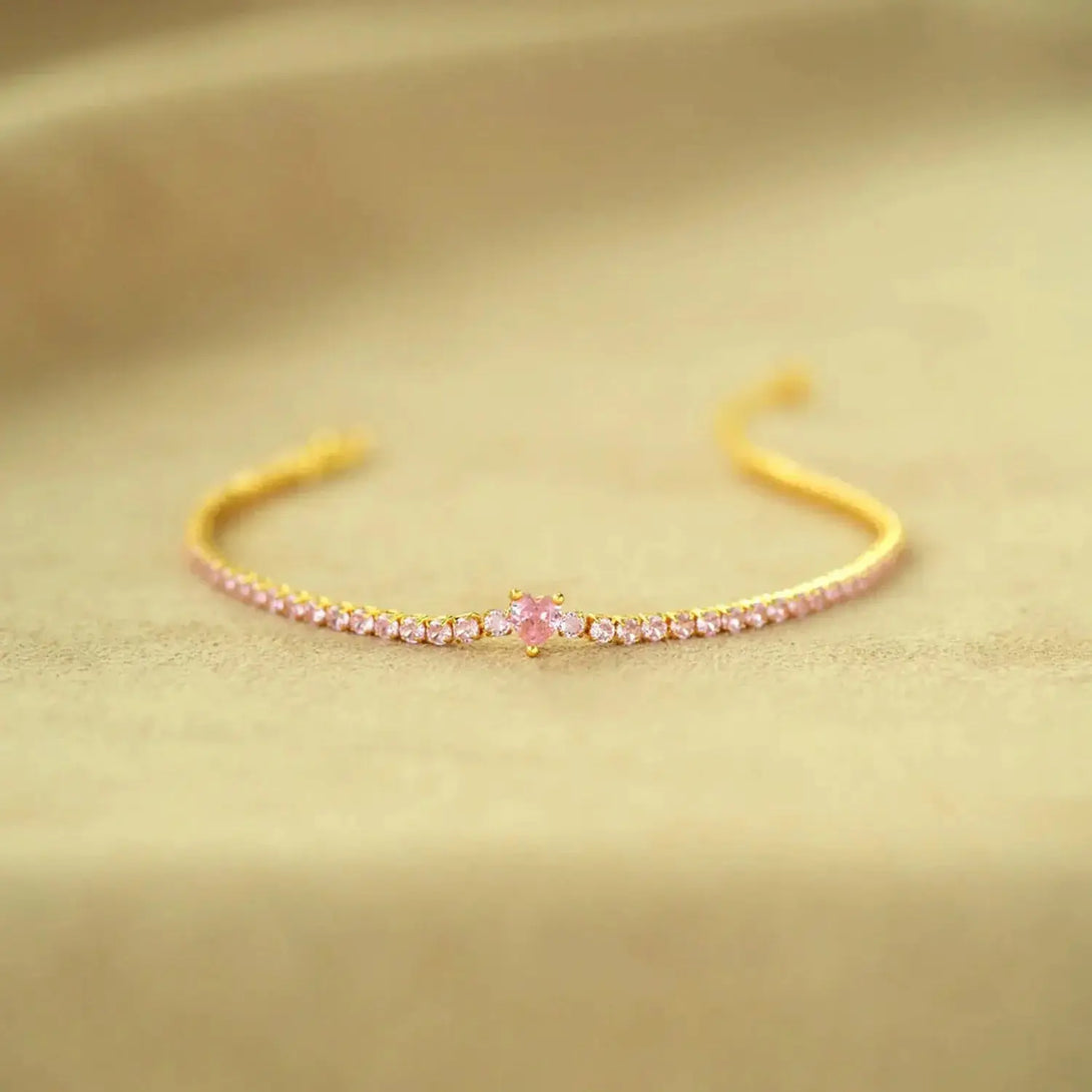Lovcia Heart Shape Inlaid Zircon 18K Gold-Plated Bracelet-Bracelets-Gold-One Size-Gold