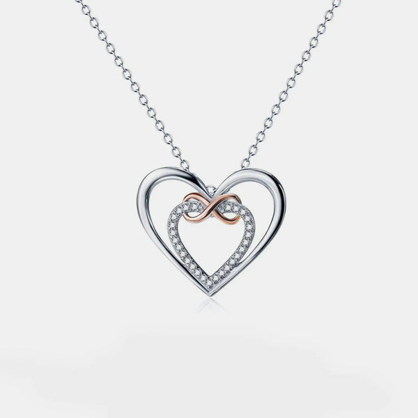 Lovcia Heart Shape Inlaid Zircon 925 Sterling Silver Necklace-Necklaces-Silver-One Size-Silver