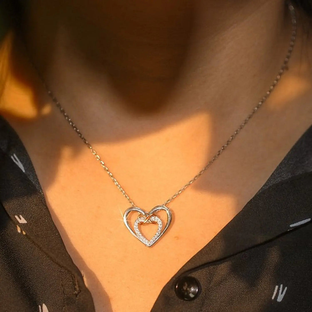 Lovcia Heart Shape Inlaid Zircon 925 Sterling Silver Necklace-Necklaces-Silver-One Size-Silver