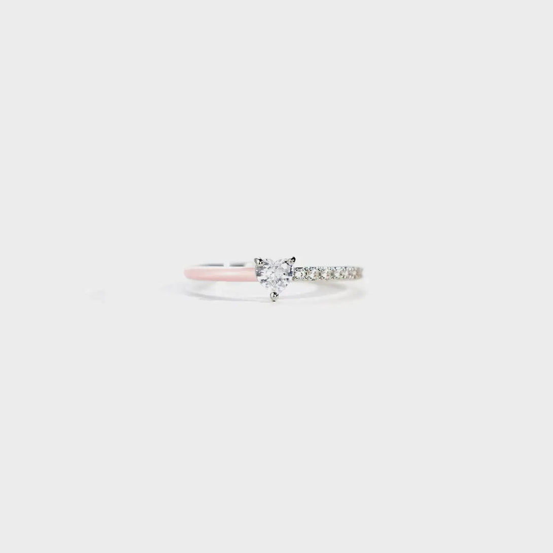 Lovcia Heart Shape Inlaid Zircon Enamel Ring-Rings-Blush Pink-5-Blush Pink