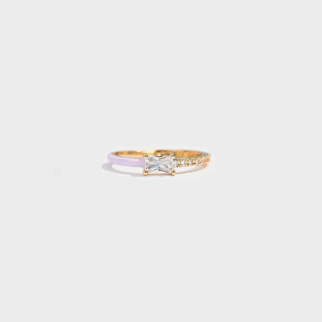Lovcia Heart Shape Inlaid Zircon Enamel Ring-Rings-Lavender-5-Lavender