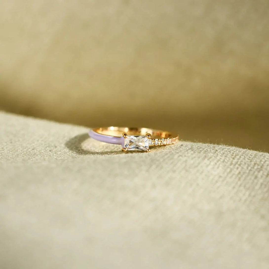 Lovcia Heart Shape Inlaid Zircon Enamel Ring-Rings-Misty Blue-5-Misty Blue