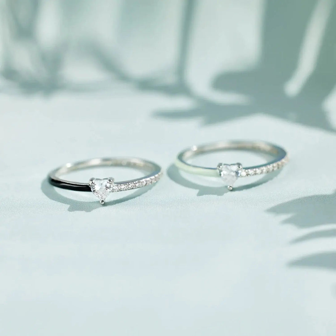 Lovcia Heart Shape Inlaid Zircon Enamel Ring-Rings-Misty Blue-5-Misty Blue