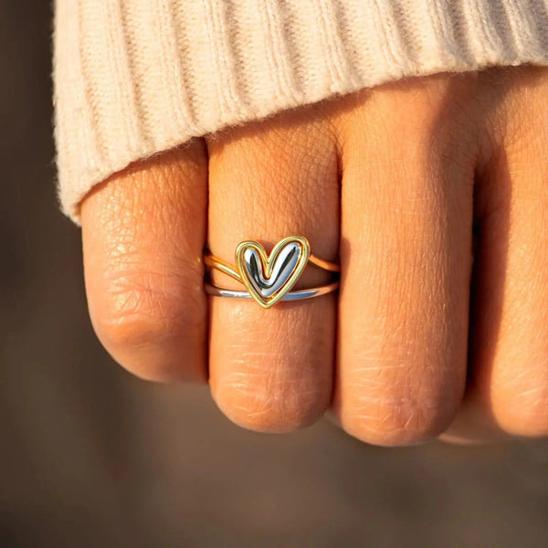Lovcia Heart Shape Irregular 925 Sterling Silver Ring-Rings-Gold-5-Gold