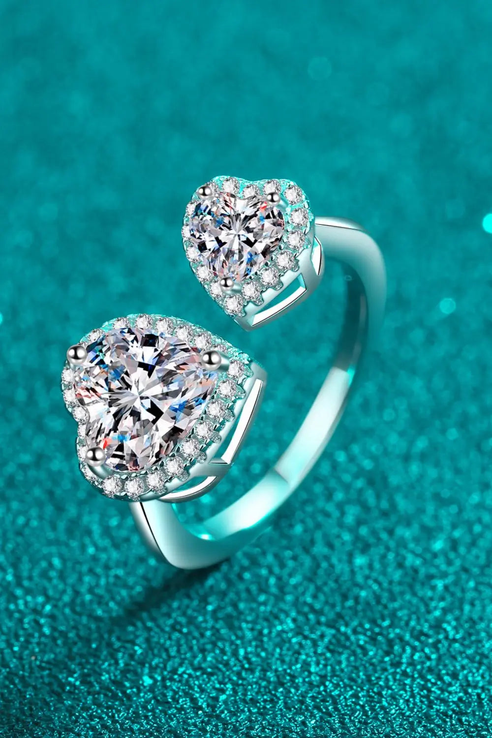 Lovcia Heart-Shape Moissanite Open Ring-Rings-Silver-5-Silver