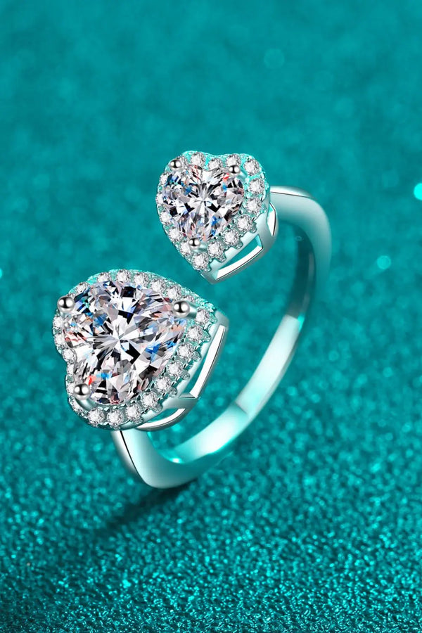Lovcia Heart-Shape Moissanite Open Ring-Rings-Silver-5-Silver