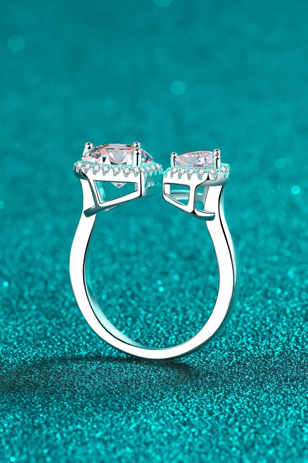 Lovcia Heart-Shape Moissanite Open Ring-Rings-Silver-5-Silver