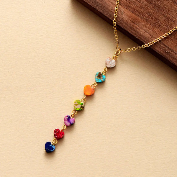 Lovcia Heart Shape Natural Stone Necklace-Necklaces-Multicolor-One Size-Multicolor