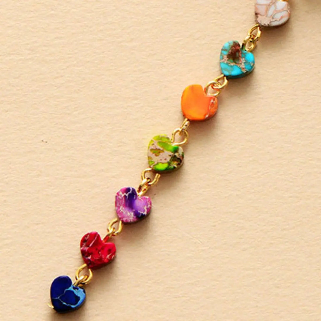 Lovcia Heart Shape Natural Stone Necklace-Necklaces-Red Orange-One Size-Red Orange