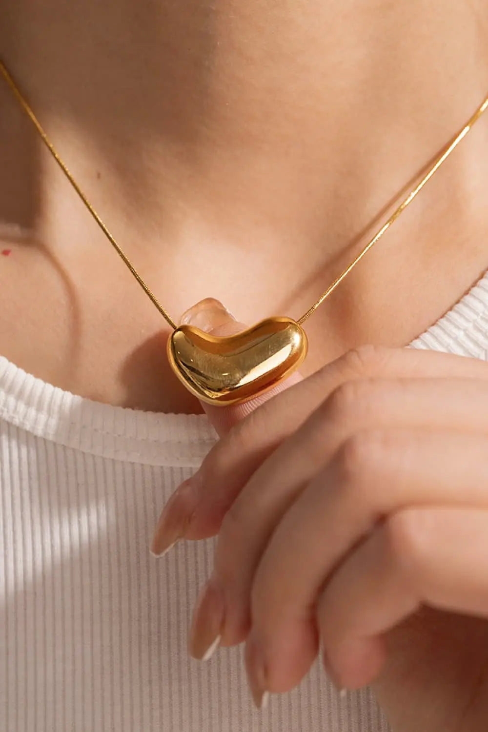 Lovcia Heart Shape Pendant Necklace-Necklaces-Gold-One Size-Gold