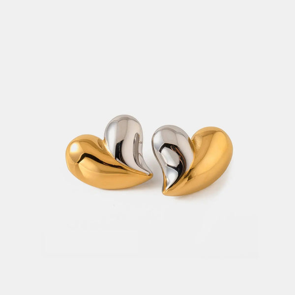 Lovcia Heart Shape Stainless Steel Stud Earrings-Earrings-Gold-One Size-Gold