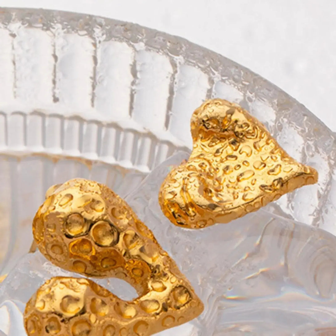 Lovcia Heart Shape Stainless Steel Stud Earrings-Earrings-Gold-One Size-Gold